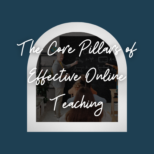 Image with text that says The Core Pillars of Effective Online Teaching.